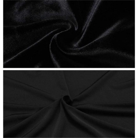 Women's High Waist Bodycon Velvet Fishtail Mermaid Maxi Skirt, Black - Picture 6 of 8